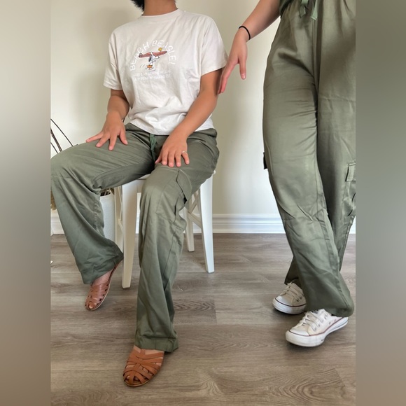 Olive Green Straight Leg Cargo Pants - Picture 4 of 6